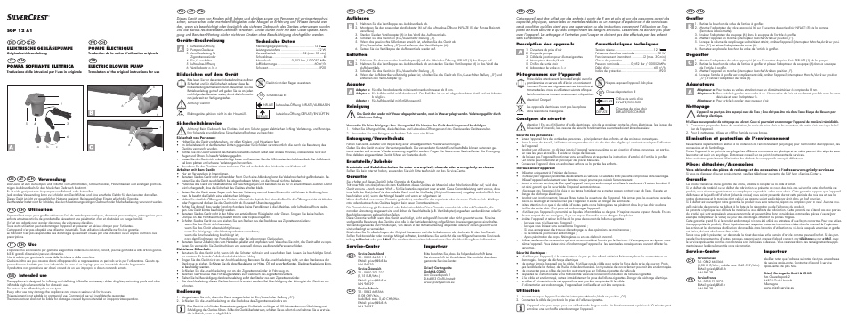 Silvercrest SGP 12 A1 User Manual | 2 pages