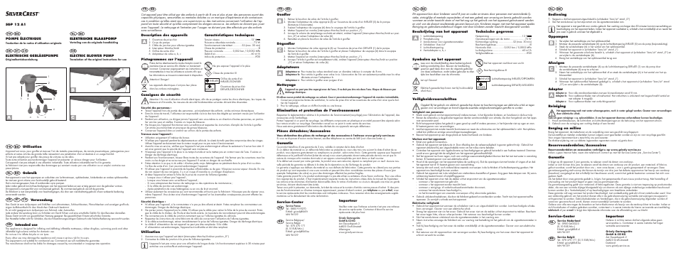 Silvercrest SGP 12 A1 User Manual | 2 pages