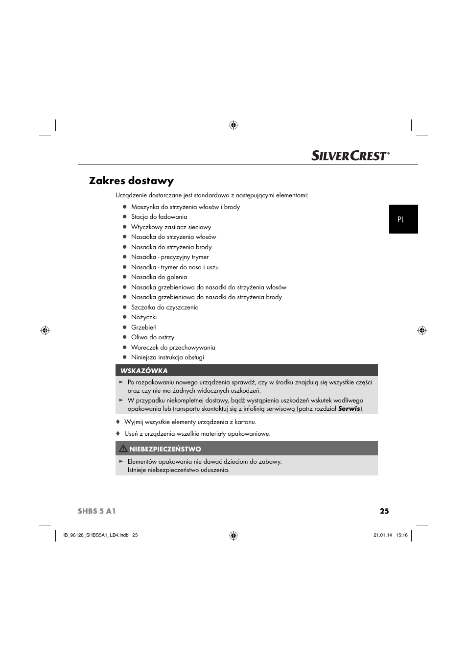 Zakres dostawy | Silvercrest SHBS 5 A1 User Manual | Page 28 / 130