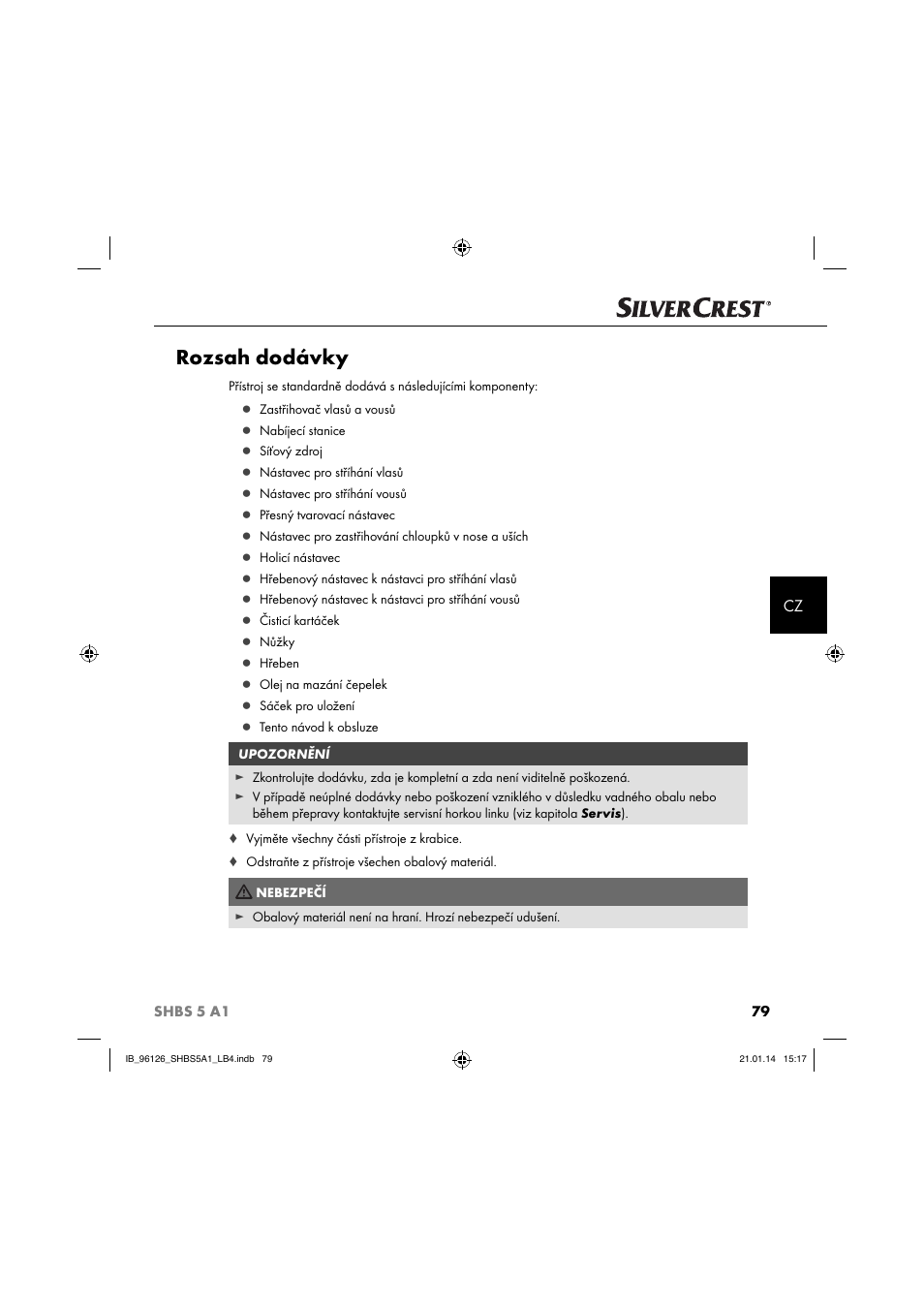 Rozsah dodávky | Silvercrest SHBS 5 A1 User Manual | Page 82 / 130