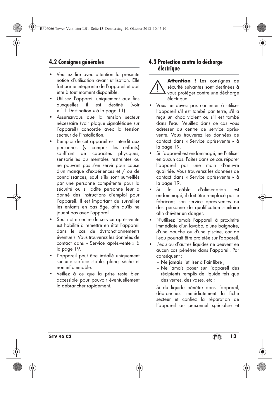 2 consignes générales, 3 protection contre la décharge électrique | Silvercrest STV 45 C2 User Manual | Page 15 / 46