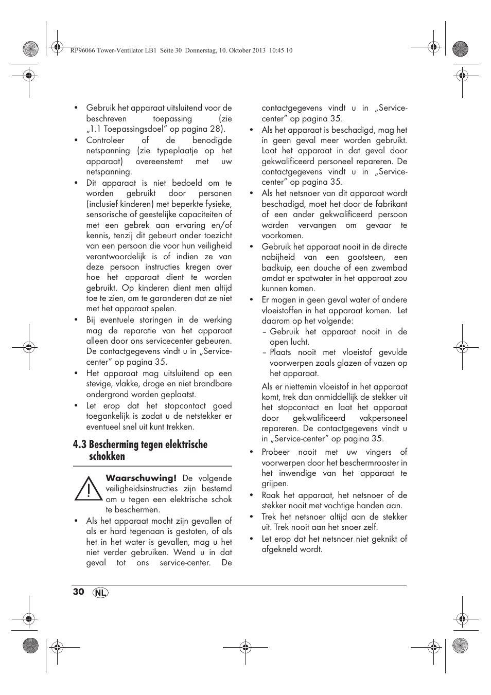 3 bescherming tegen elektrische schokken | Silvercrest STV 45 C2 User Manual | Page 32 / 46