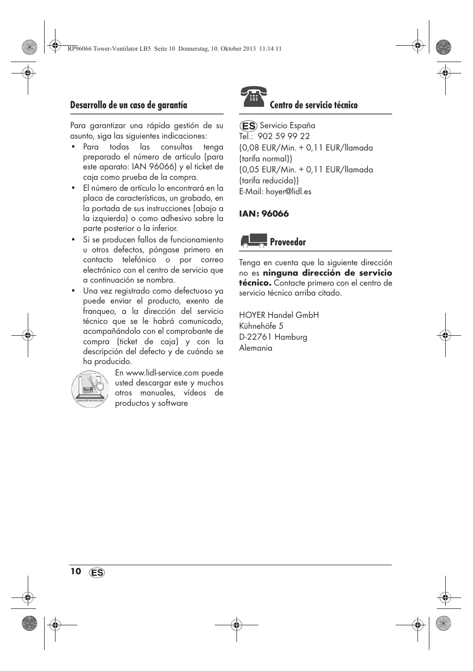 Desarrollo de un caso de garantía, Centro de servicio técnico, Proveedor | Silvercrest STV 45 C2 User Manual | Page 12 / 46