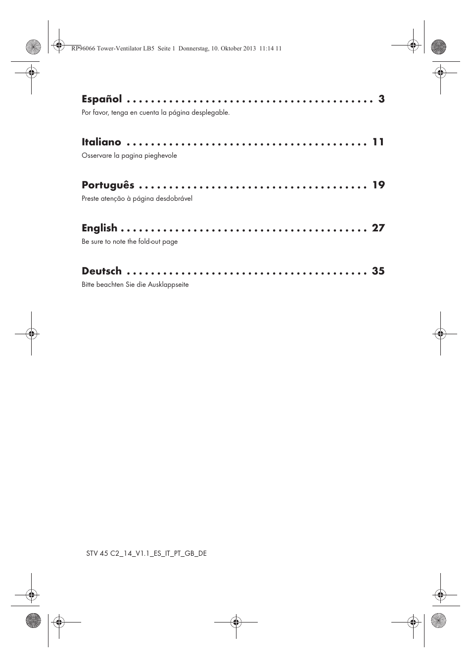 Español, Italiano, Português | English, Deutsch | Silvercrest STV 45 C2 User Manual | Page 2 / 46