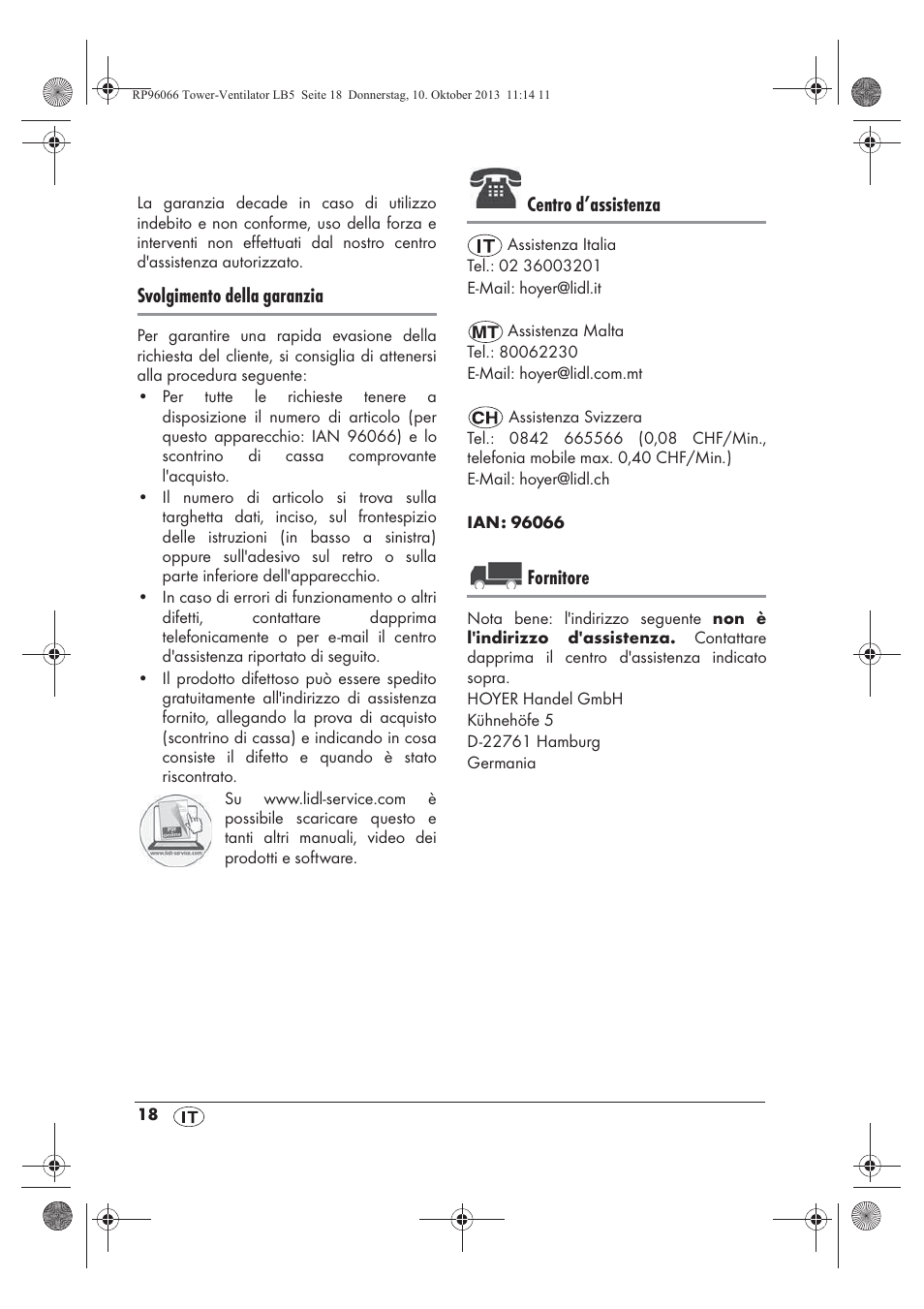 Svolgimento della garanzia, Centro d’assistenza, Fornitore | Silvercrest STV 45 C2 User Manual | Page 20 / 46