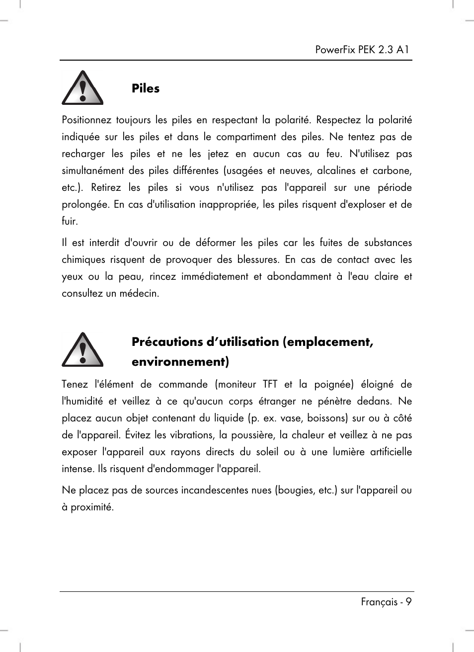 Piles | Silvercrest PEK 2.3 A1 User Manual | Page 11 / 58