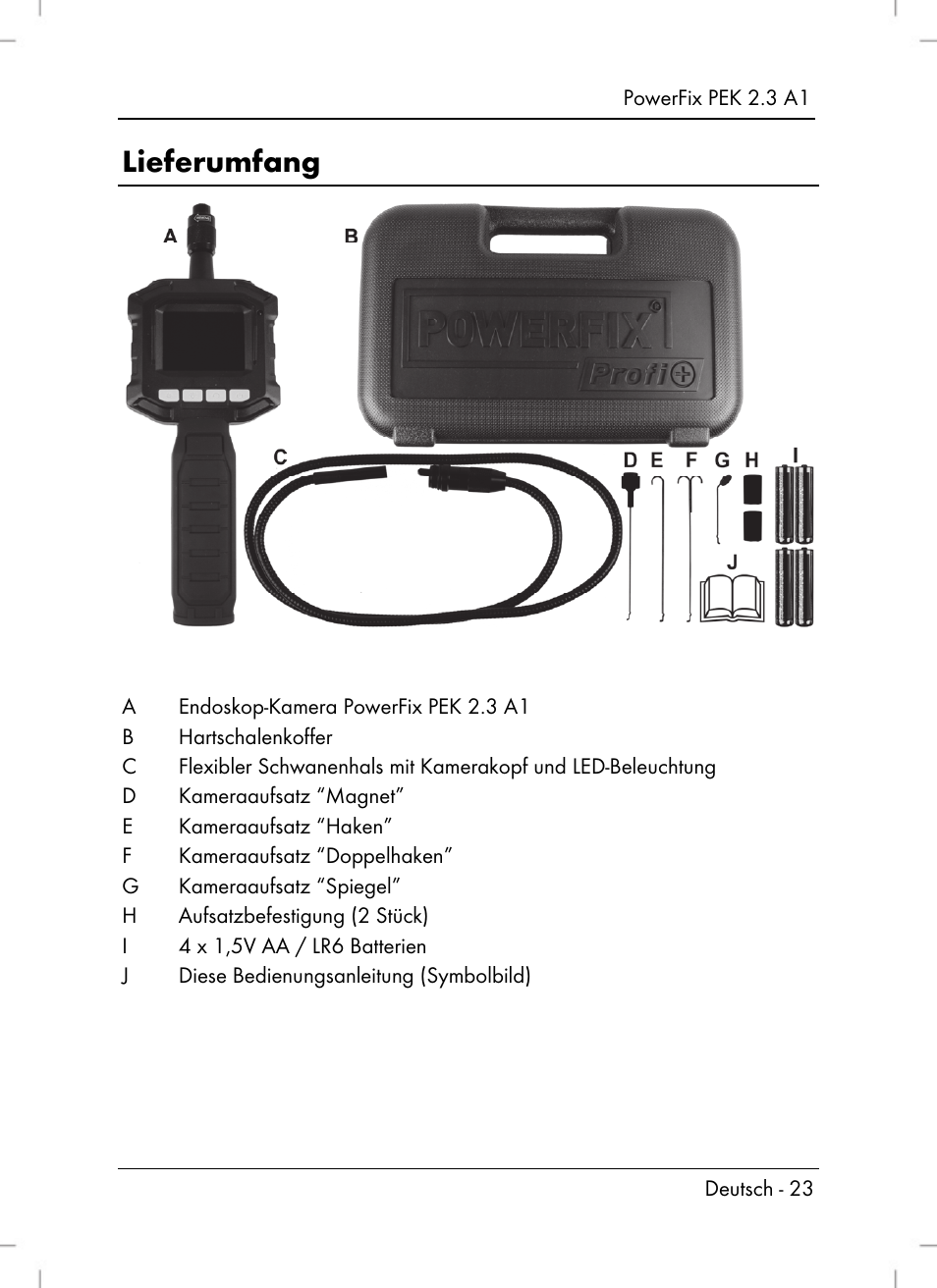 Lieferumfang | Silvercrest PEK 2.3 A1 User Manual | Page 25 / 58