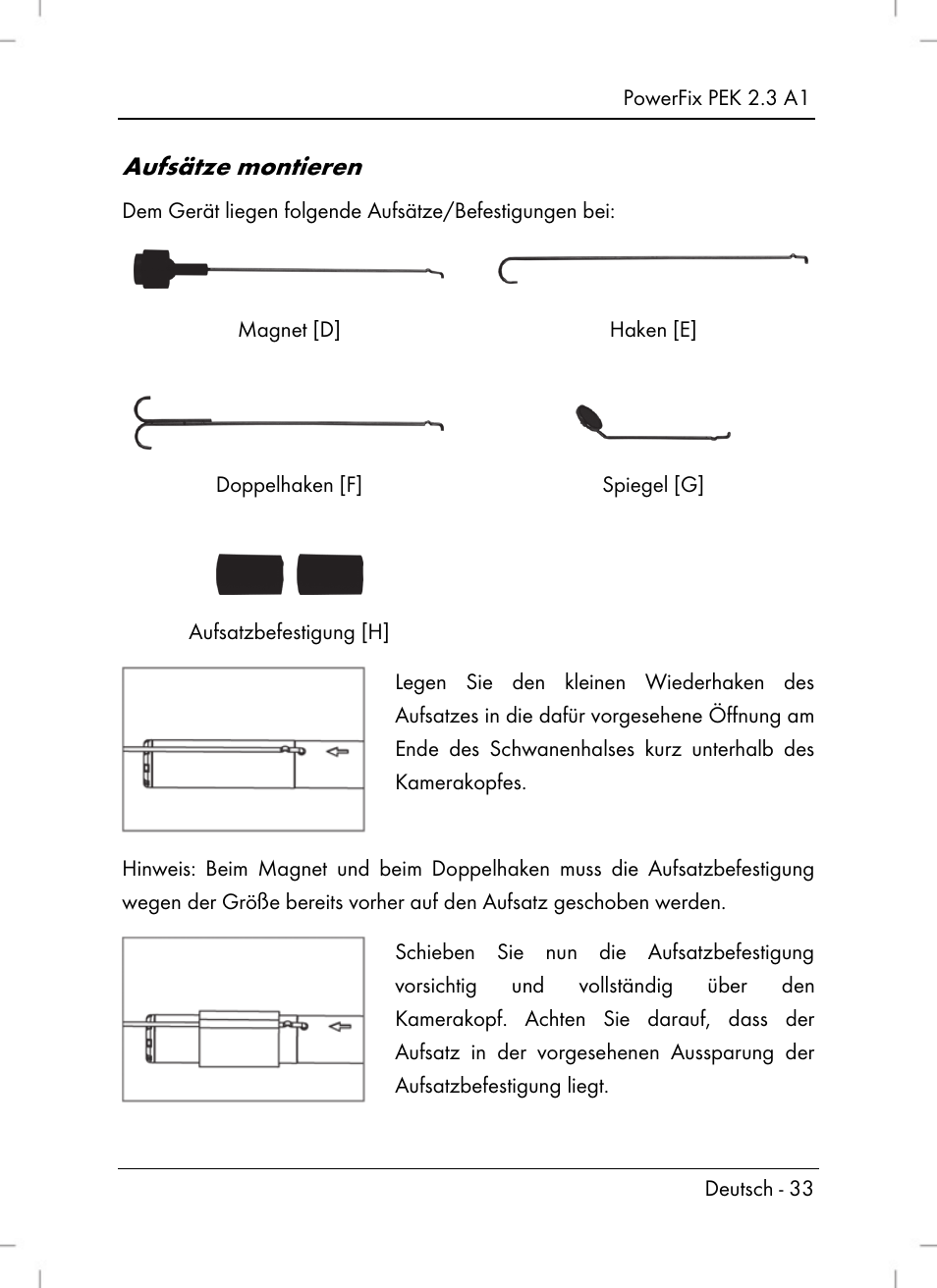 Aufsätze montieren | Silvercrest PEK 2.3 A1 User Manual | Page 35 / 58