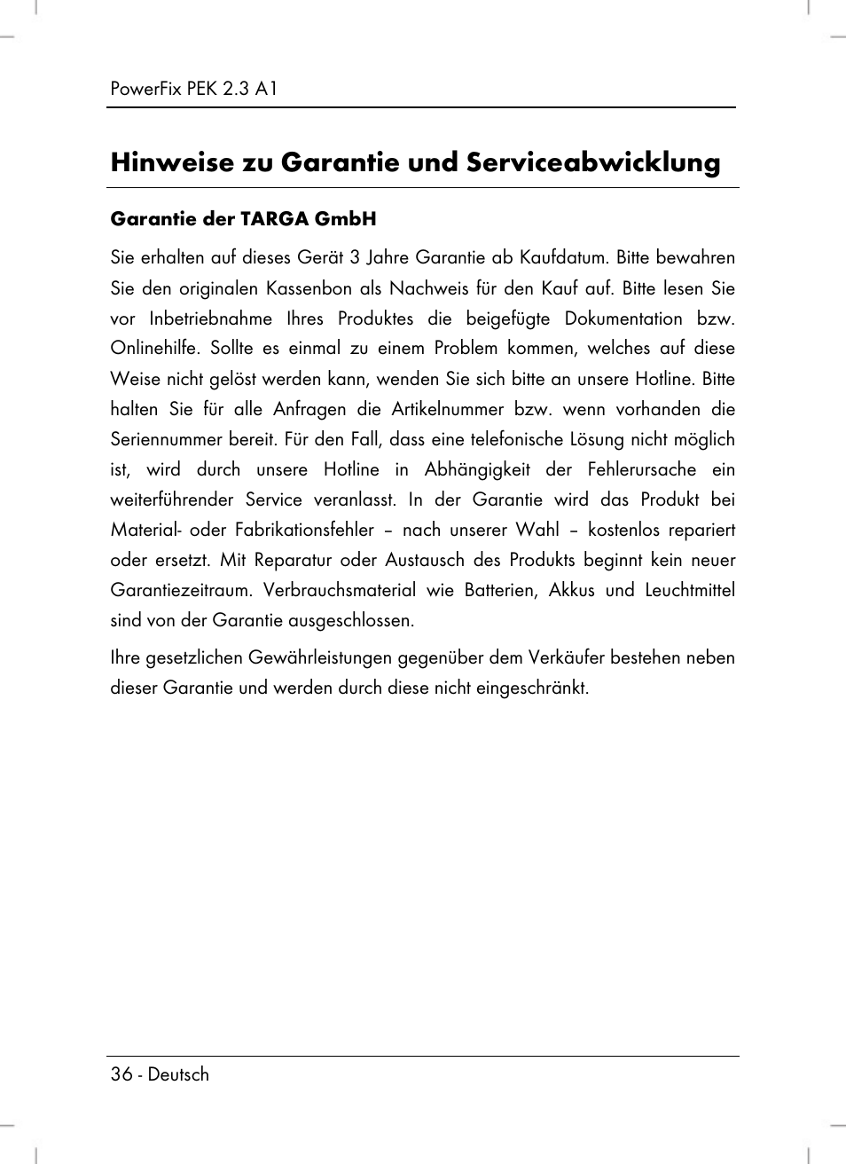 Hinweise zu garantie und serviceabwicklung | Silvercrest PEK 2.3 A1 User Manual | Page 38 / 58