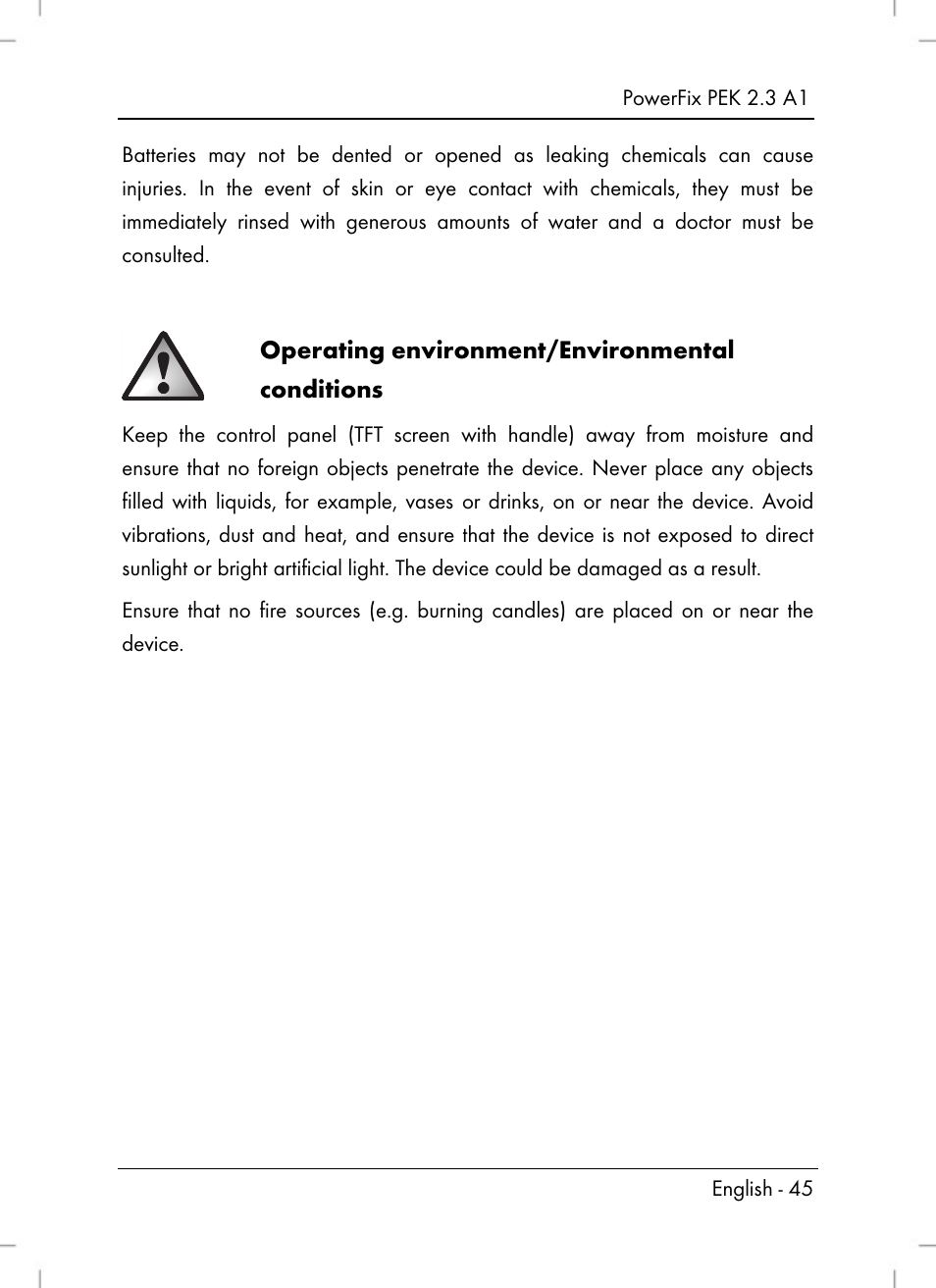 Operating environment/environmental conditions | Silvercrest PEK 2.3 A1 User Manual | Page 47 / 58