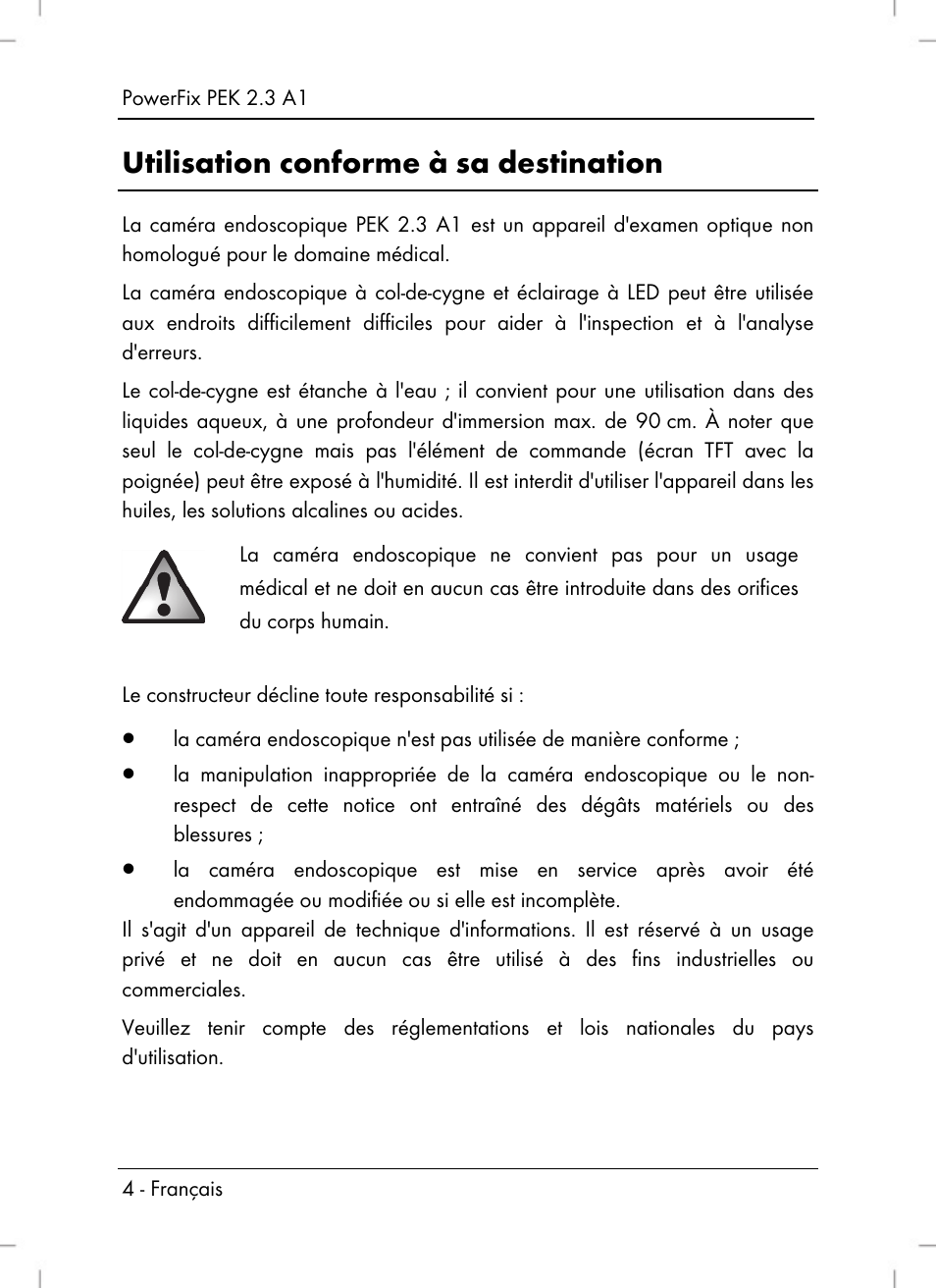 Utilisation conforme à sa destination | Silvercrest PEK 2.3 A1 User Manual | Page 6 / 58