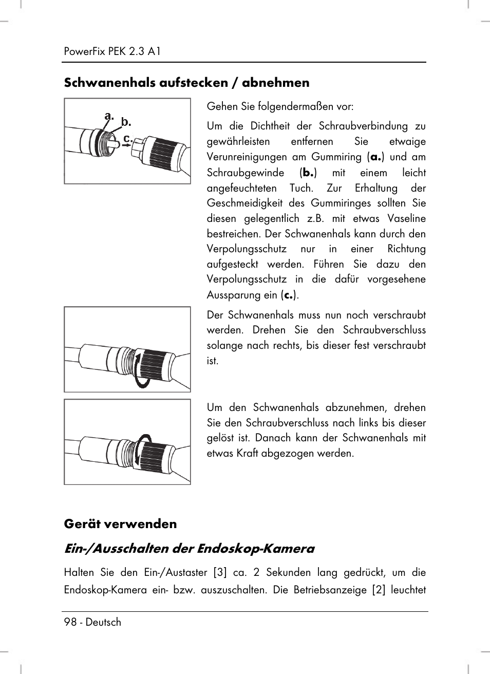 Ein-/ausschalten der endoskop-kamera | Silvercrest PEK 2.3 A1 User Manual | Page 100 / 108