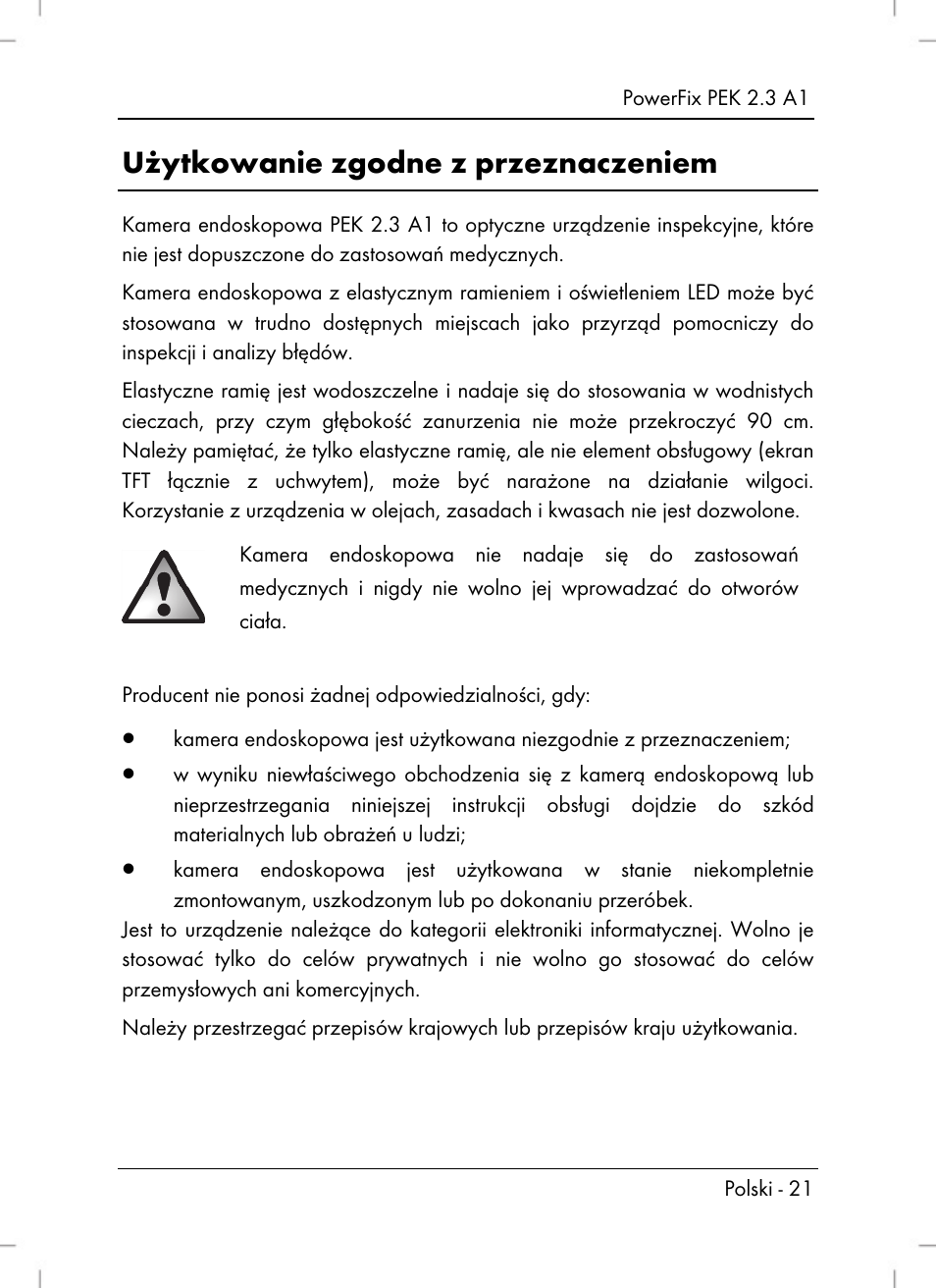 Użytkowanie zgodne z przeznaczeniem | Silvercrest PEK 2.3 A1 User Manual | Page 23 / 108