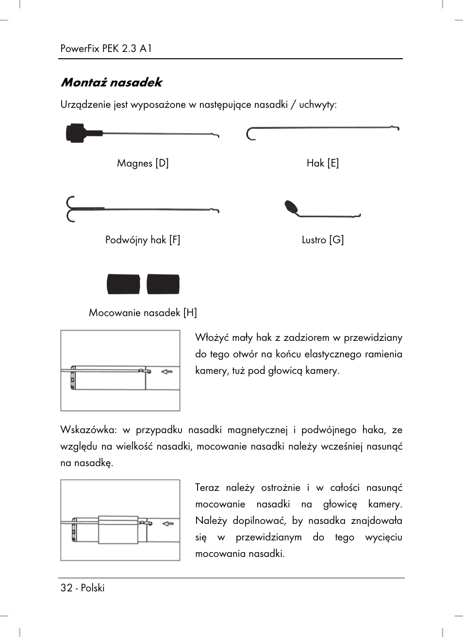 Montaż nasadek | Silvercrest PEK 2.3 A1 User Manual | Page 34 / 108