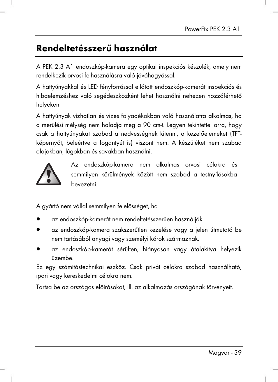 Rendeltetésszerű használat | Silvercrest PEK 2.3 A1 User Manual | Page 41 / 108