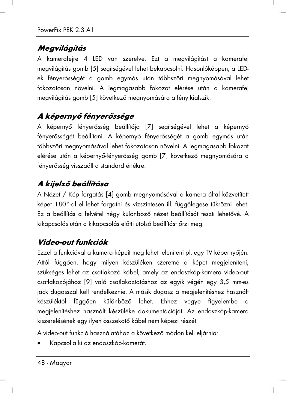 Megvilágítás, A képernyő fényerőssége, A kijelző beállítása | Video-out funkciók | Silvercrest PEK 2.3 A1 User Manual | Page 50 / 108