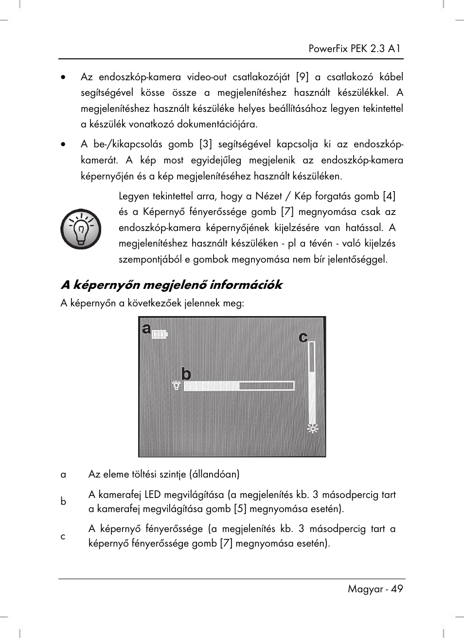 A képernyőn megjelenő információk | Silvercrest PEK 2.3 A1 User Manual | Page 51 / 108