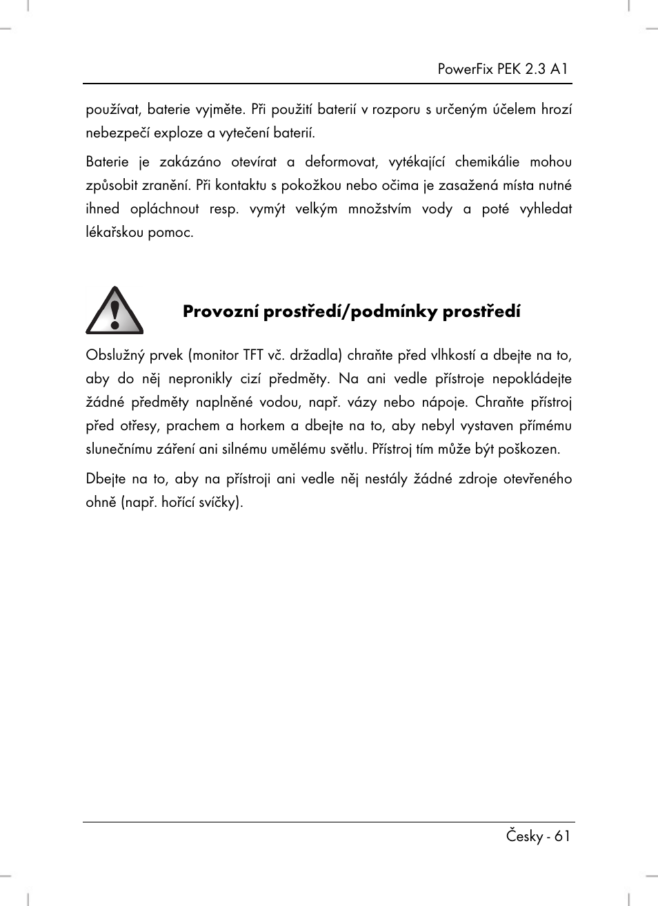 Provozní prostředí/podmínky prostředí | Silvercrest PEK 2.3 A1 User Manual | Page 63 / 108