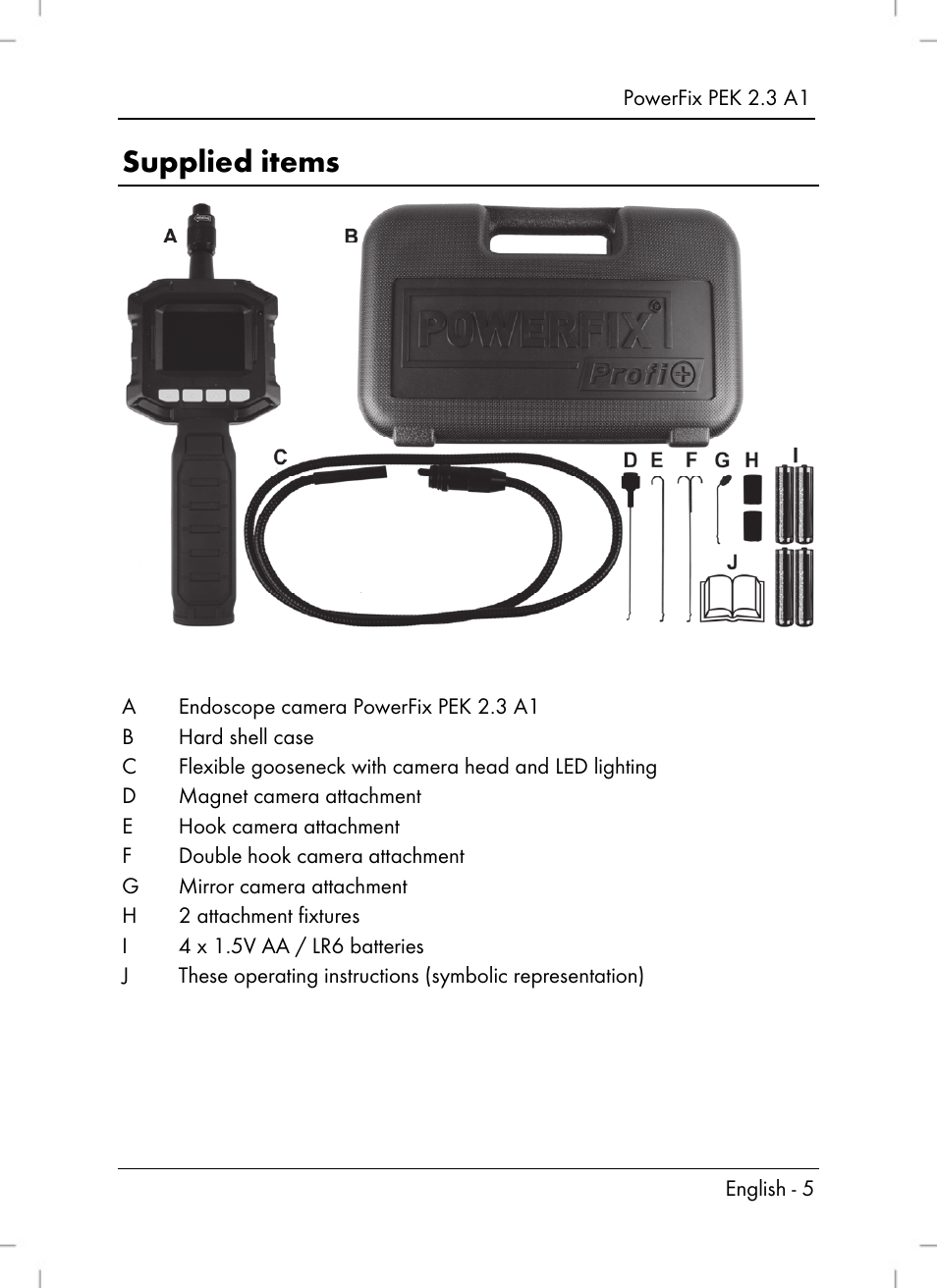 Supplied items | Silvercrest PEK 2.3 A1 User Manual | Page 7 / 108