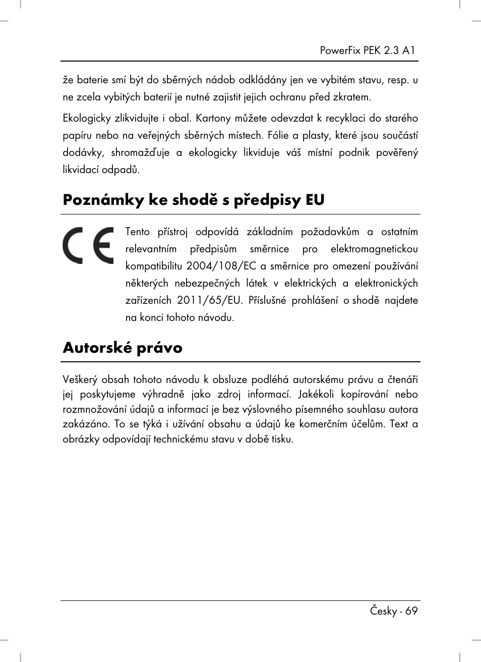 Poznámky ke shodě s předpisy eu, Autorské právo | Silvercrest PEK 2.3 A1 User Manual | Page 71 / 108
