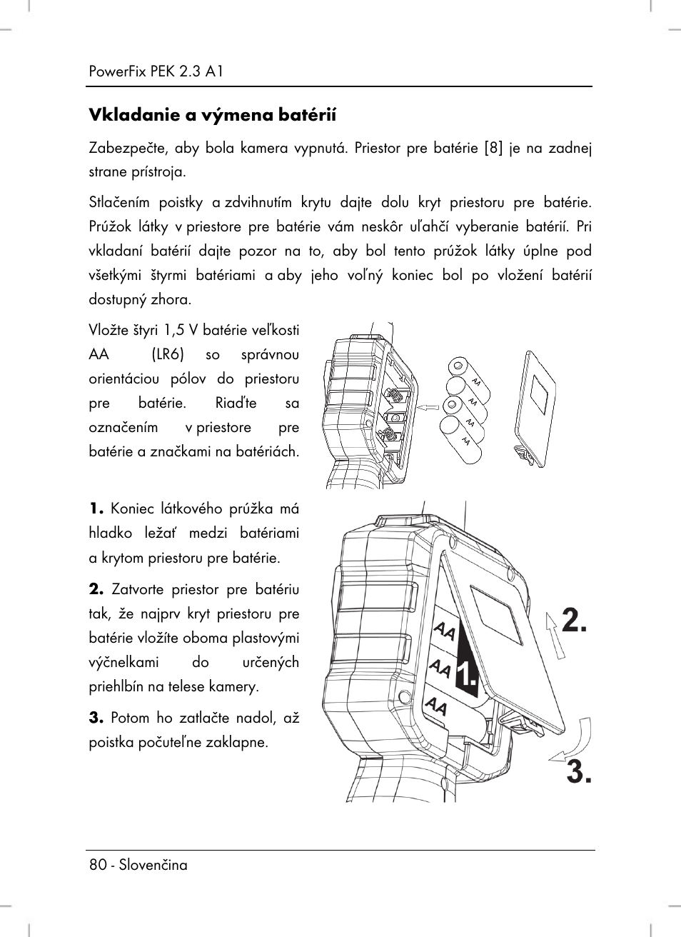 Vkladanie a výmena batérií | Silvercrest PEK 2.3 A1 User Manual | Page 82 / 108