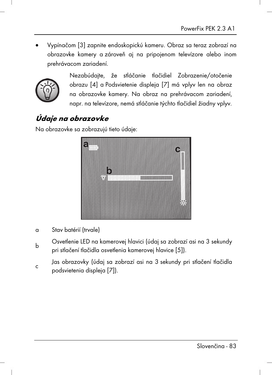 Údaje na obrazovke | Silvercrest PEK 2.3 A1 User Manual | Page 85 / 108