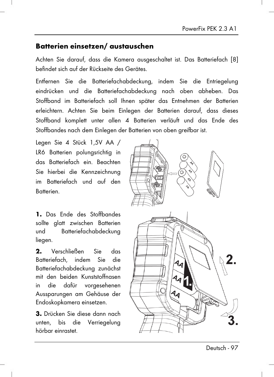 Batterien einsetzen/ austauschen | Silvercrest PEK 2.3 A1 User Manual | Page 99 / 108