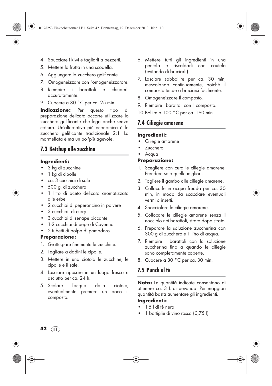 3 ketchup alle zucchine, 4 ciliegie amarene, 5 punch al tè | Silvercrest SEAD 1800 B1 User Manual | Page 44 / 78