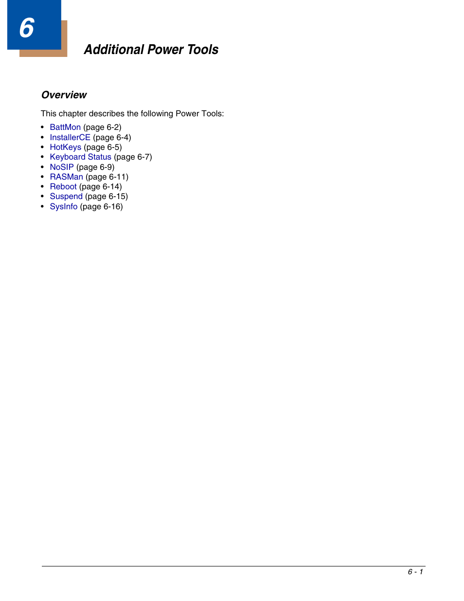 Additional power tools, Chapter 6 - additional power tools | Dolphin Peripherals 6100 User Manual | Page 105 / 176