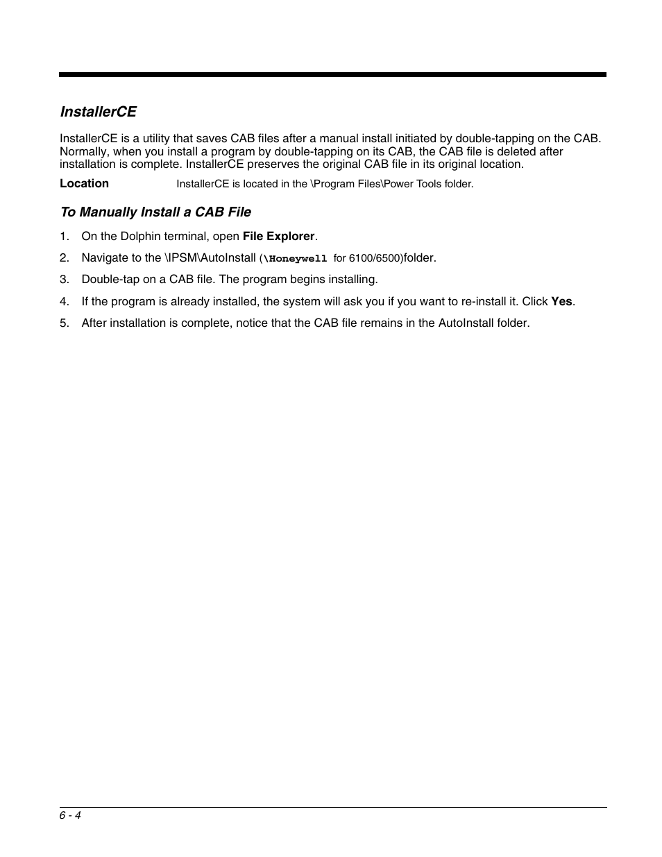 Installerce, Installerce -4, Does not apply to dolphin 6100/6500) | Dolphin Peripherals 6100 User Manual | Page 108 / 176