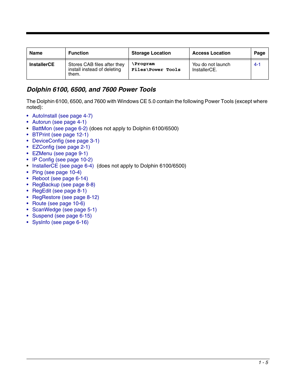 Dolphin 6100, 6500, and 7600 power tools, Dolphin 6100, 6500, and 7600 power tools -5 | Dolphin Peripherals 6100 User Manual | Page 11 / 176