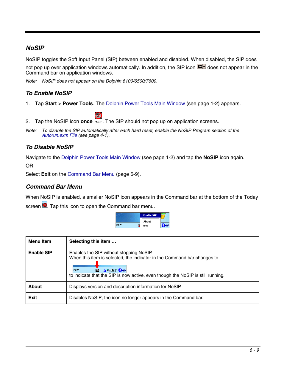 Nosip, Nosip -9 | Dolphin Peripherals 6100 User Manual | Page 113 / 176