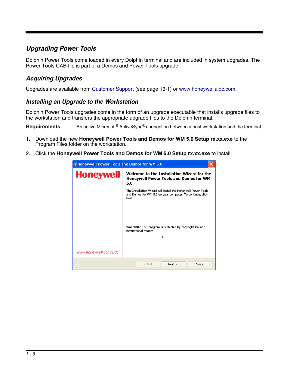 Upgrading power tools, Upgrading power tools -6 | Dolphin Peripherals 6100 User Manual | Page 12 / 176