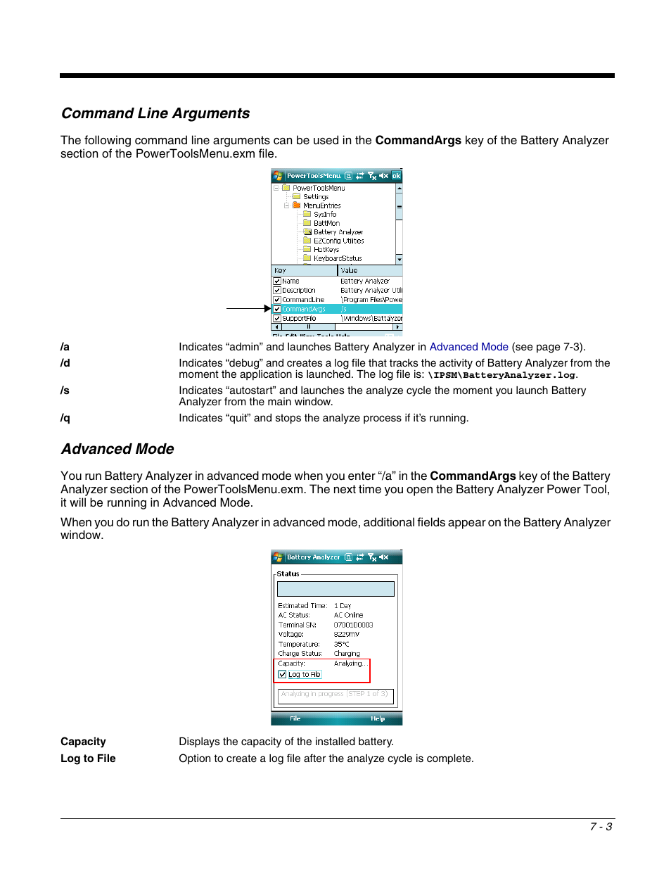 Command line arguments, Advanced mode, Command line arguments -3 advanced mode -3 | Dolphin Peripherals 6100 User Manual | Page 129 / 176