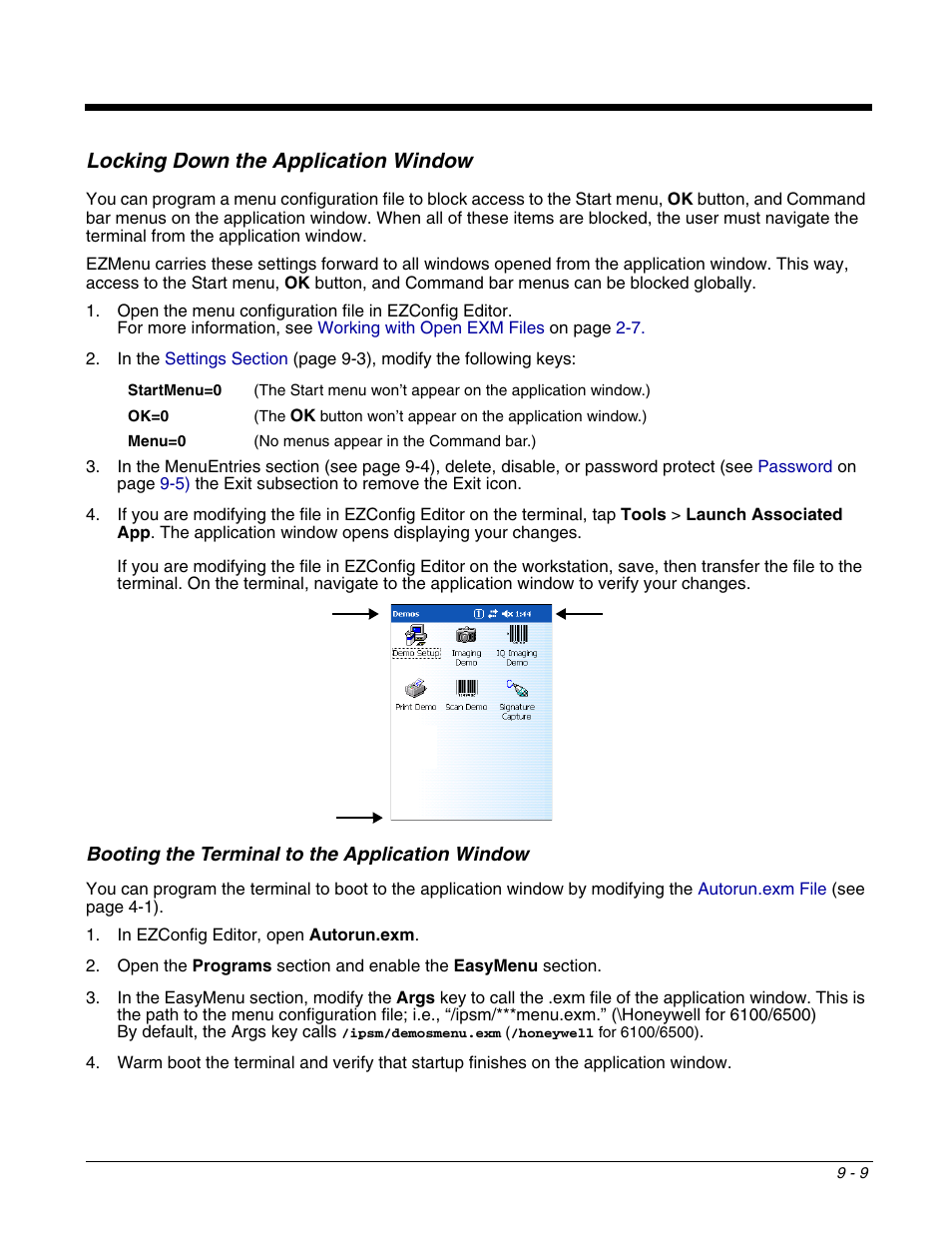 Locking down the application window, Locking down the application window -9 | Dolphin Peripherals 6100 User Manual | Page 153 / 176