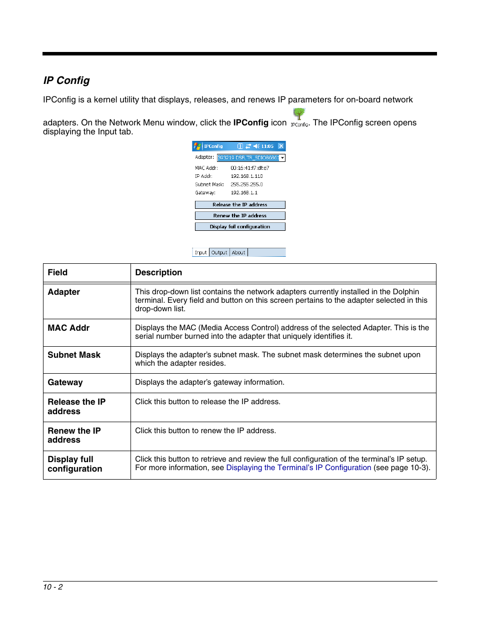 Ip config, Ip config -2 | Dolphin Peripherals 6100 User Manual | Page 156 / 176