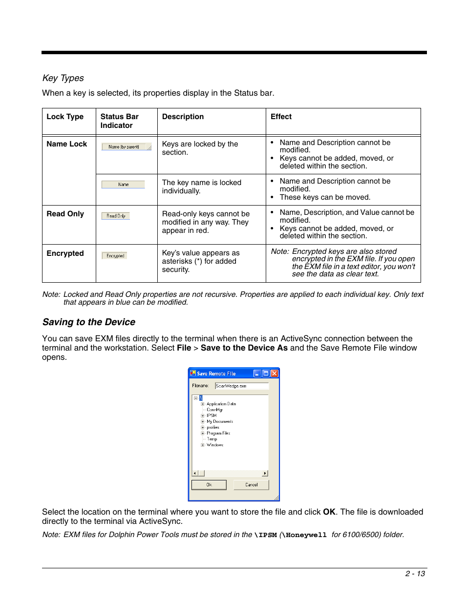 Inal; see, Saving to the device, Key types | Only text that appears in | Dolphin Peripherals 6100 User Manual | Page 29 / 176