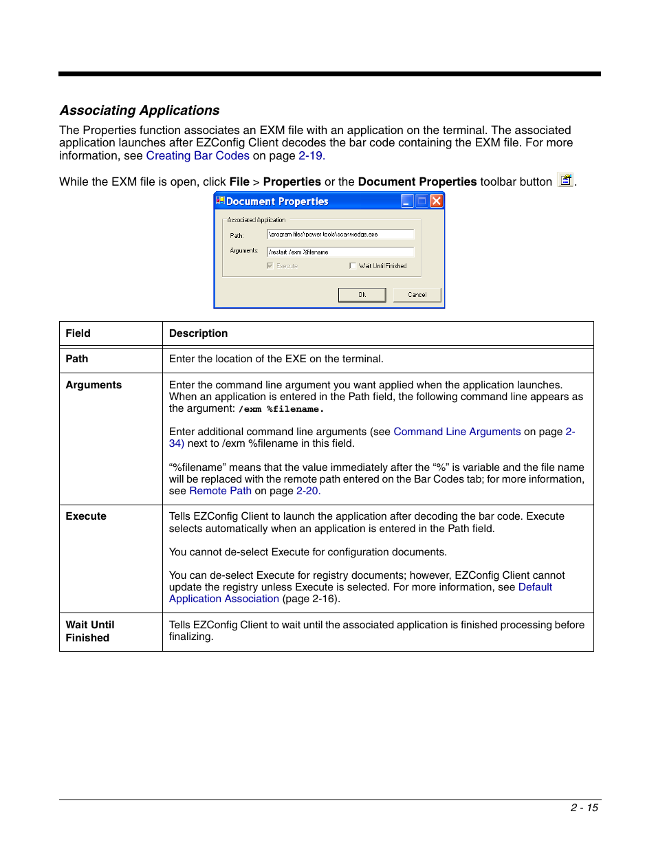 Associating applications, Associating applications -15, Inal; see | Dolphin Peripherals 6100 User Manual | Page 31 / 176