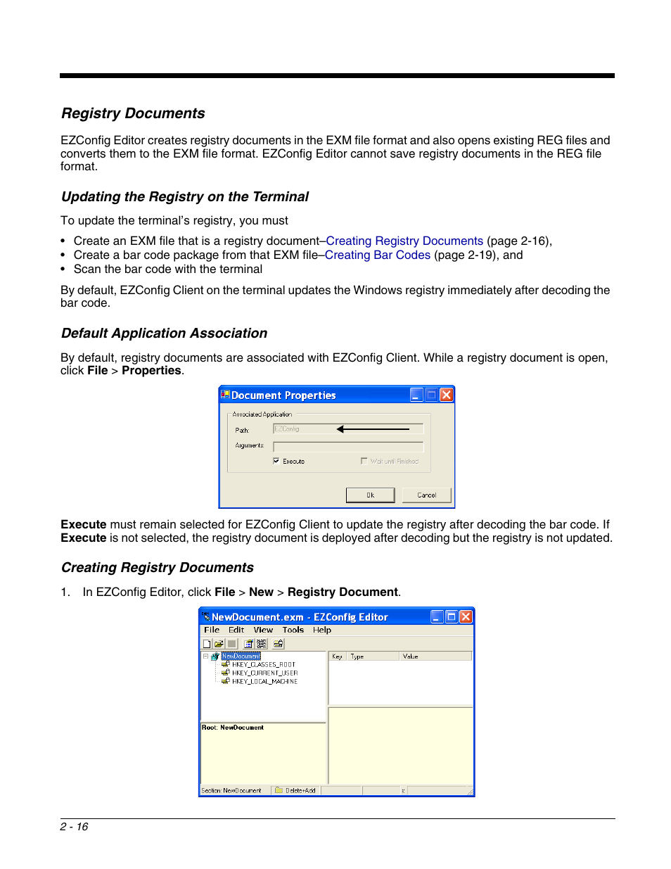 Registry documents, Registry documents -16, Default | Application association | Dolphin Peripherals 6100 User Manual | Page 32 / 176