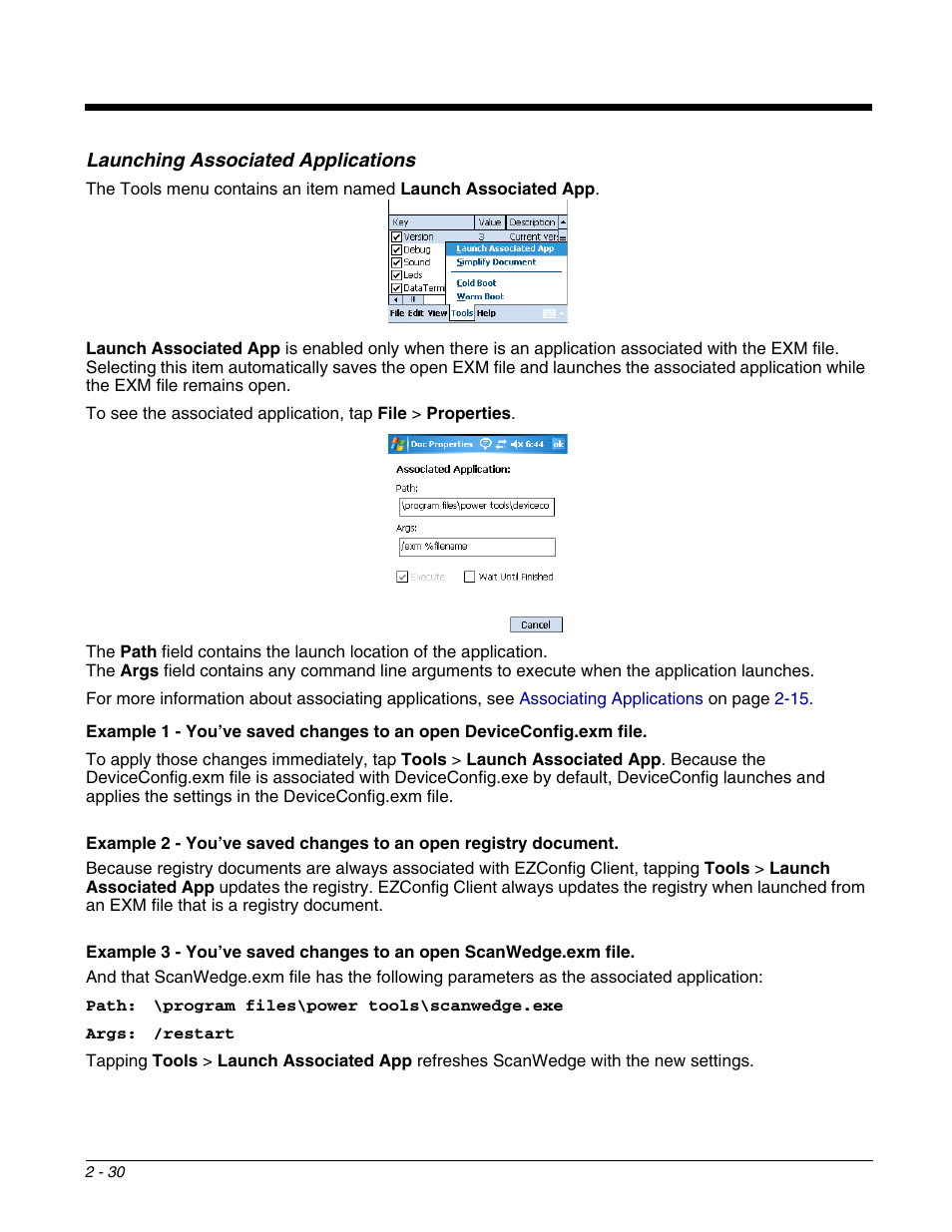 Launching associated applications, Launching associated applications -30 | Dolphin Peripherals 6100 User Manual | Page 46 / 176