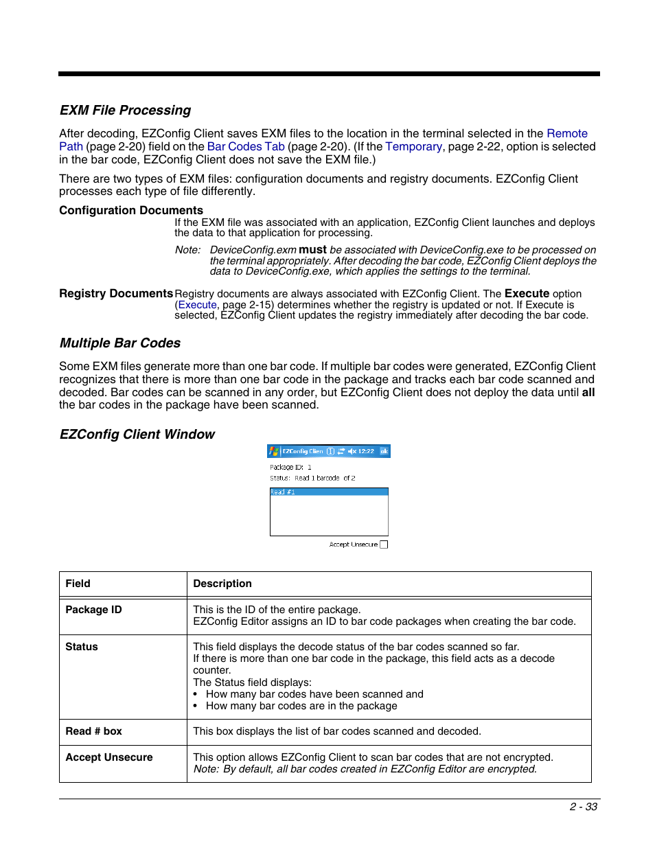 Ezconfig client window, Ezconfig client window -33 | Dolphin Peripherals 6100 User Manual | Page 49 / 176