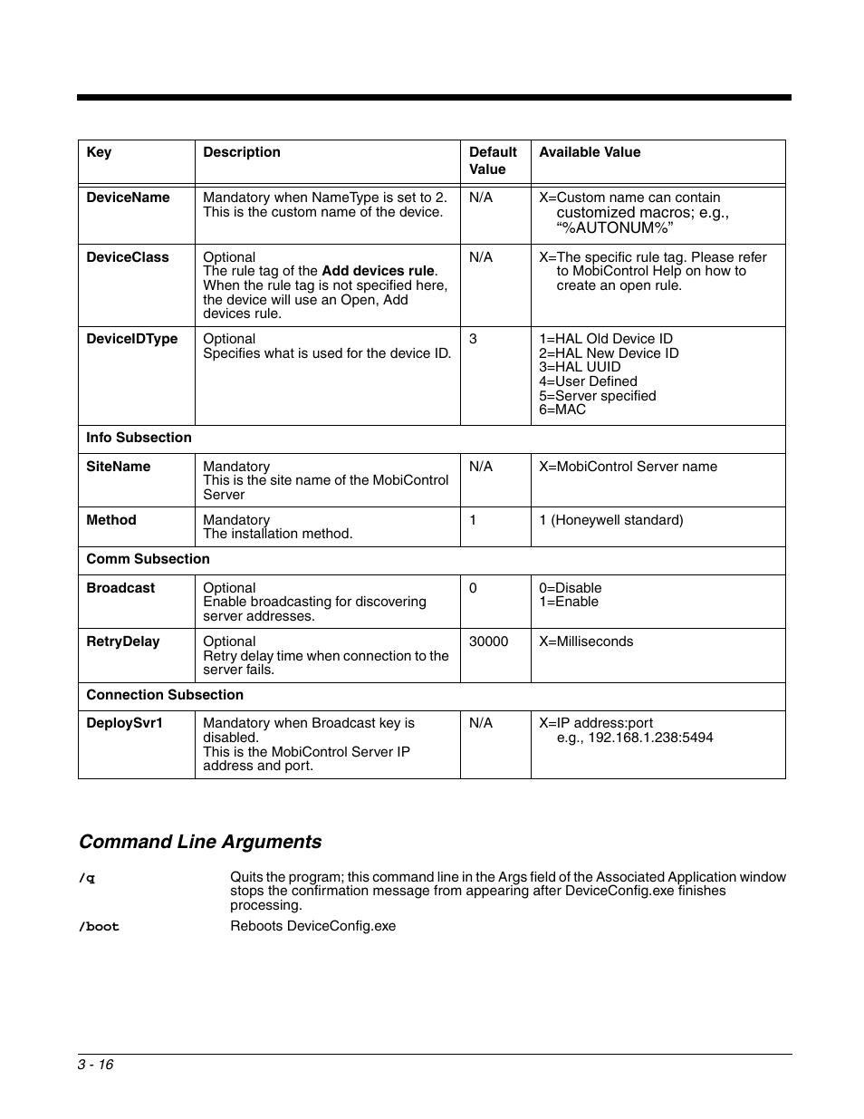 Command line arguments | Dolphin Peripherals 6100 User Manual | Page 66 / 176