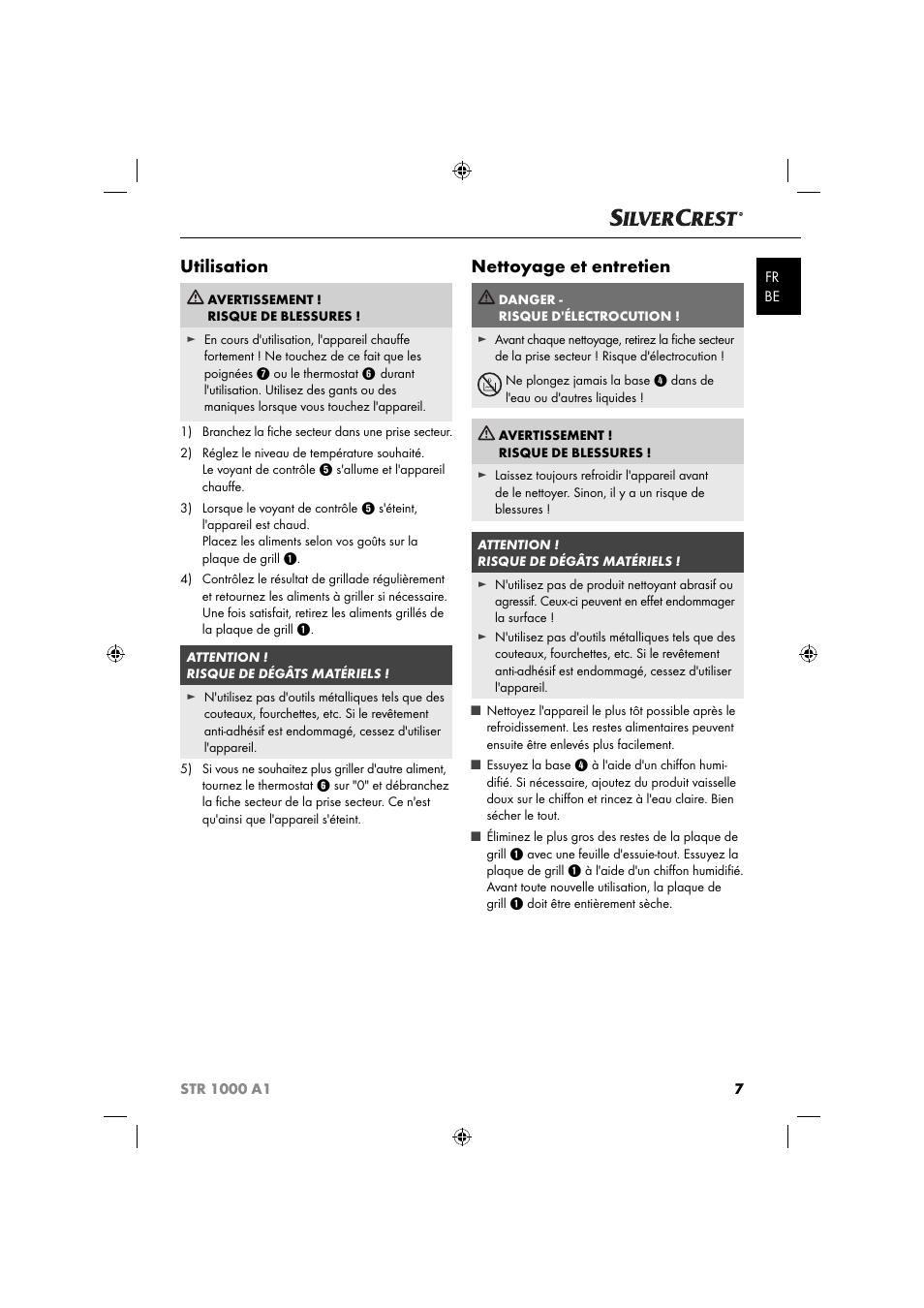 Utilisation, Nettoyage et entretien | Silvercrest STR 1000 A1 User Manual | Page 10 / 34