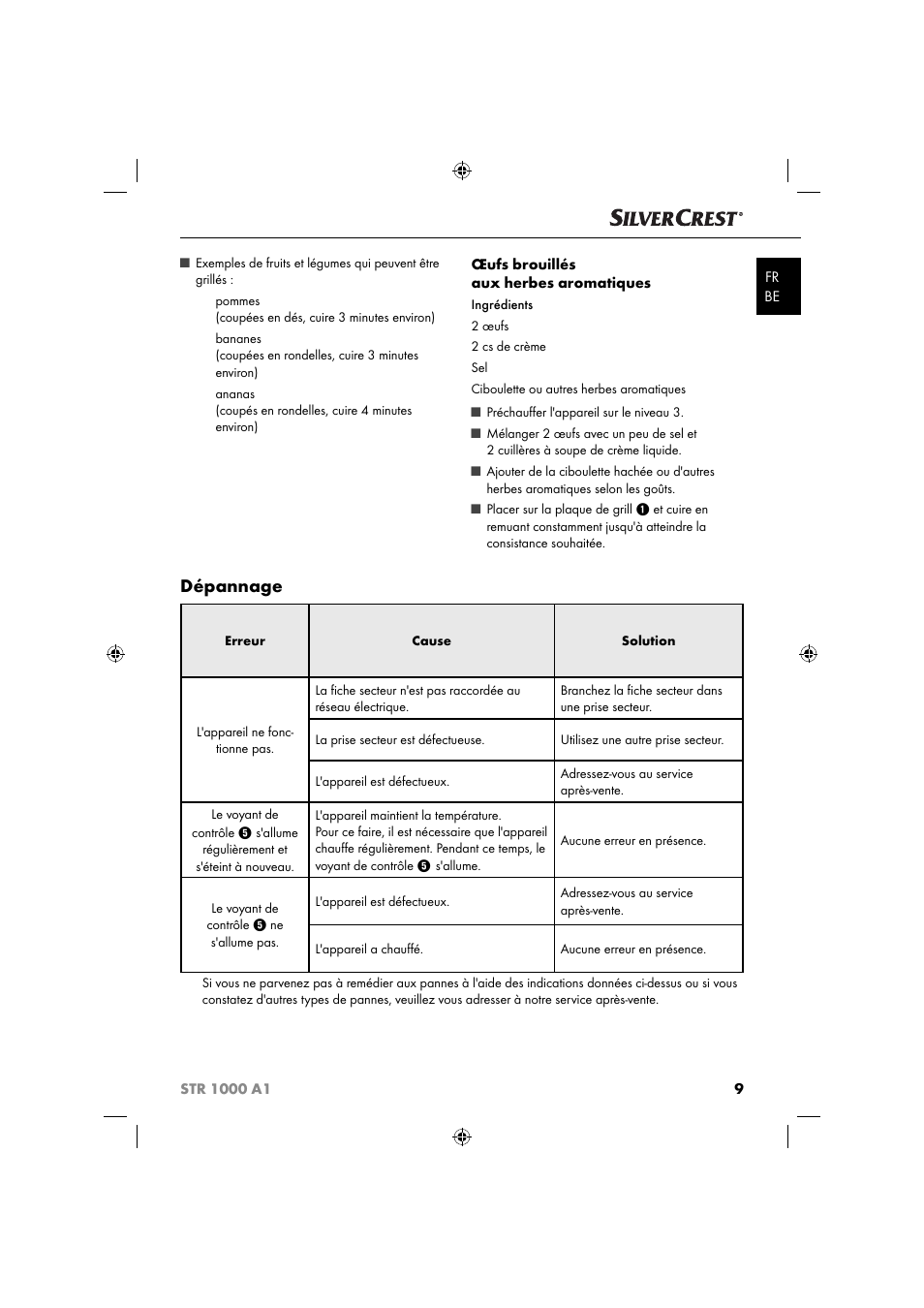 Dépannage | Silvercrest STR 1000 A1 User Manual | Page 12 / 34