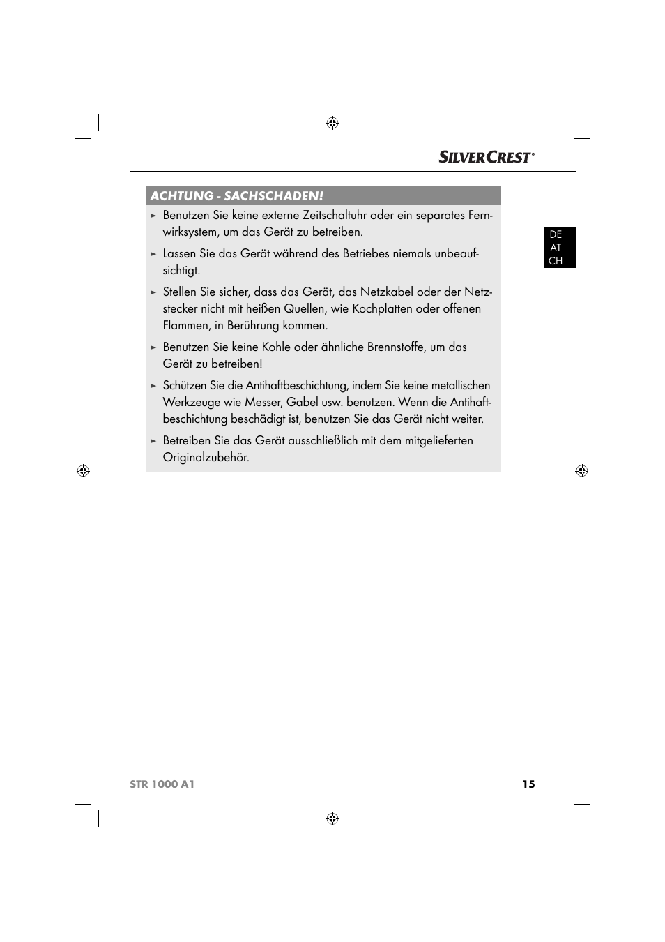 Achtung - sachschaden | Silvercrest STR 1000 A1 User Manual | Page 18 / 34