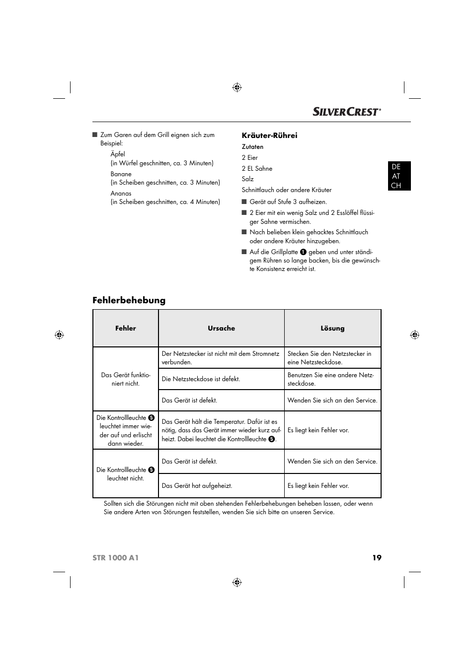Fehlerbehebung | Silvercrest STR 1000 A1 User Manual | Page 22 / 34
