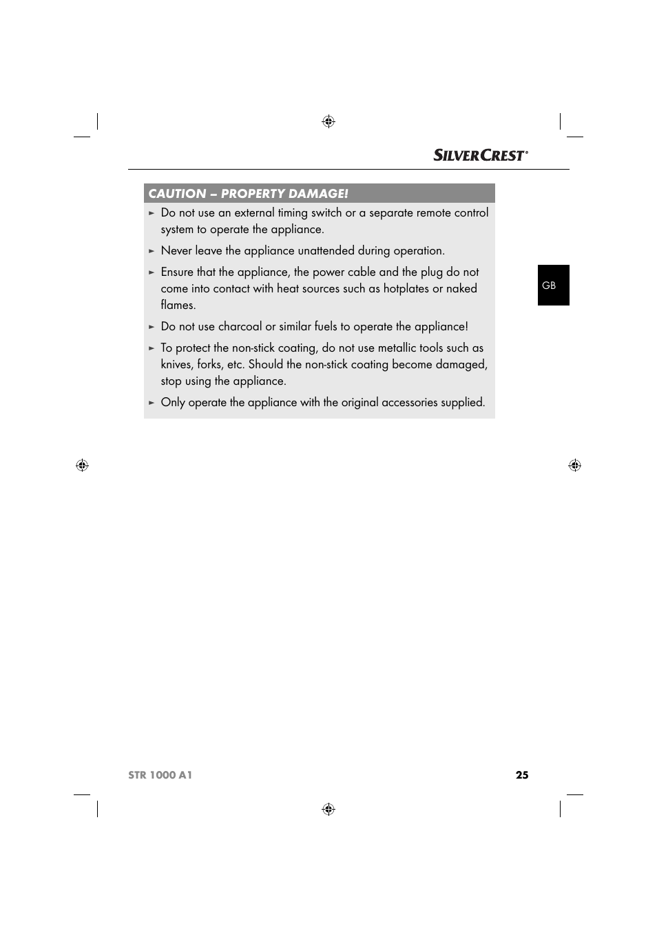 Caution – property damage | Silvercrest STR 1000 A1 User Manual | Page 28 / 34