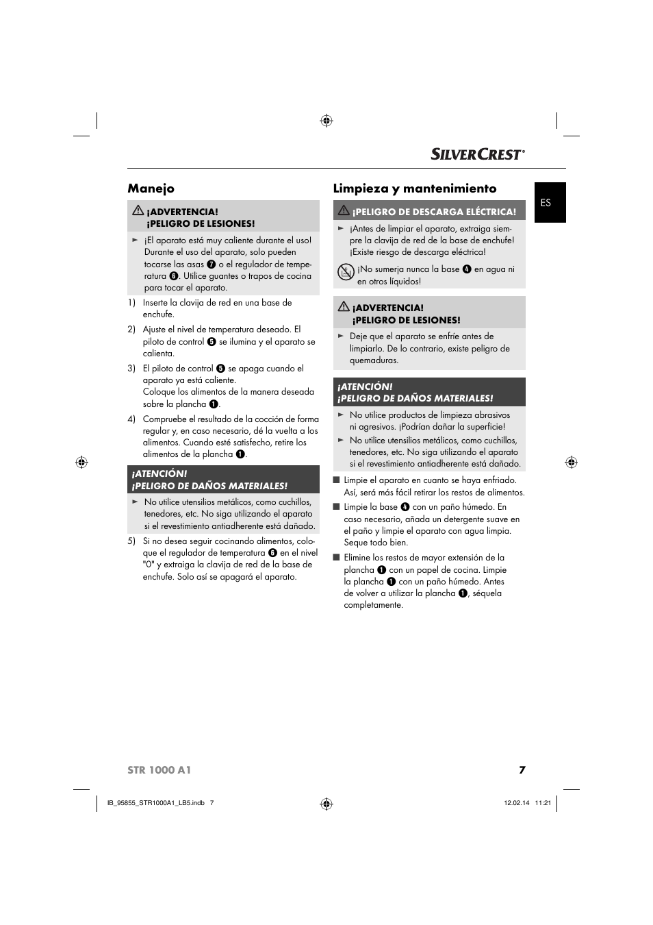 Manejo, Limpieza y mantenimiento | Silvercrest STR 1000 A1 User Manual | Page 10 / 44