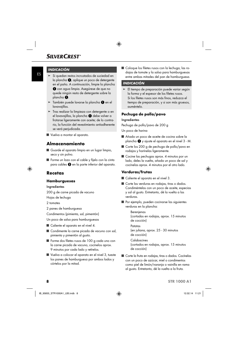 Almacenamiento, Recetas | Silvercrest STR 1000 A1 User Manual | Page 11 / 44