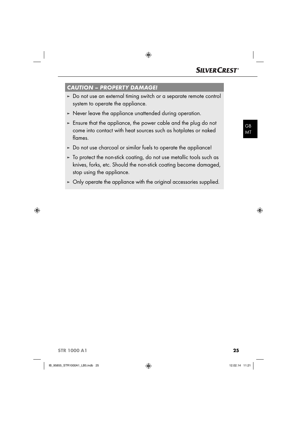 Caution – property damage | Silvercrest STR 1000 A1 User Manual | Page 28 / 44